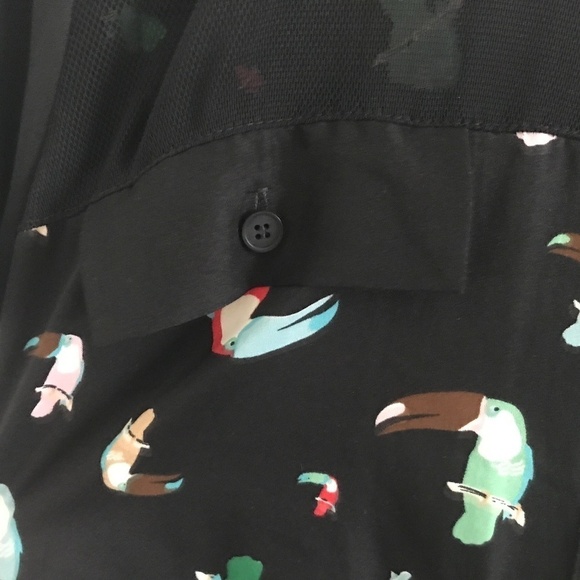 Vintage Shirt dress Barilà Tropical Tuccan Bird Print Black S - Picture 5 of 10